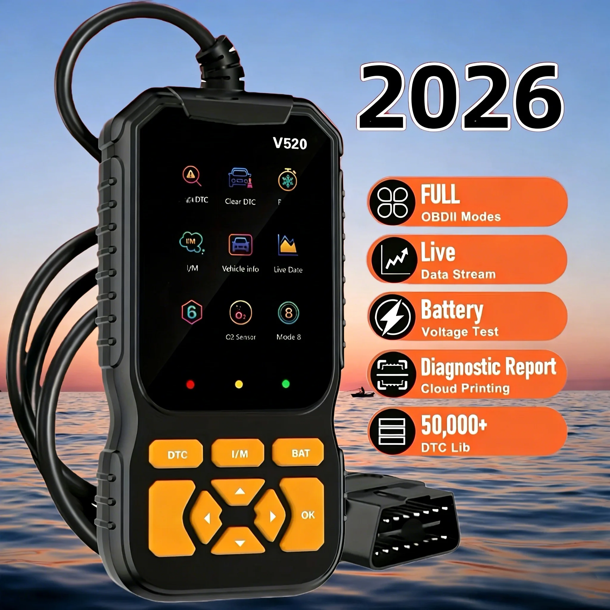 Universal OBD2 Diagnostic Scan Tool, Car Engine Code Reader, Vehicle Fault Detector Compatible with All OBDII Protocols
Universal OBD2 Diagnostic Scan Tool, Car Engine Code Reader, Vehicle Fault Detector Compatible with All OBDII Protocols