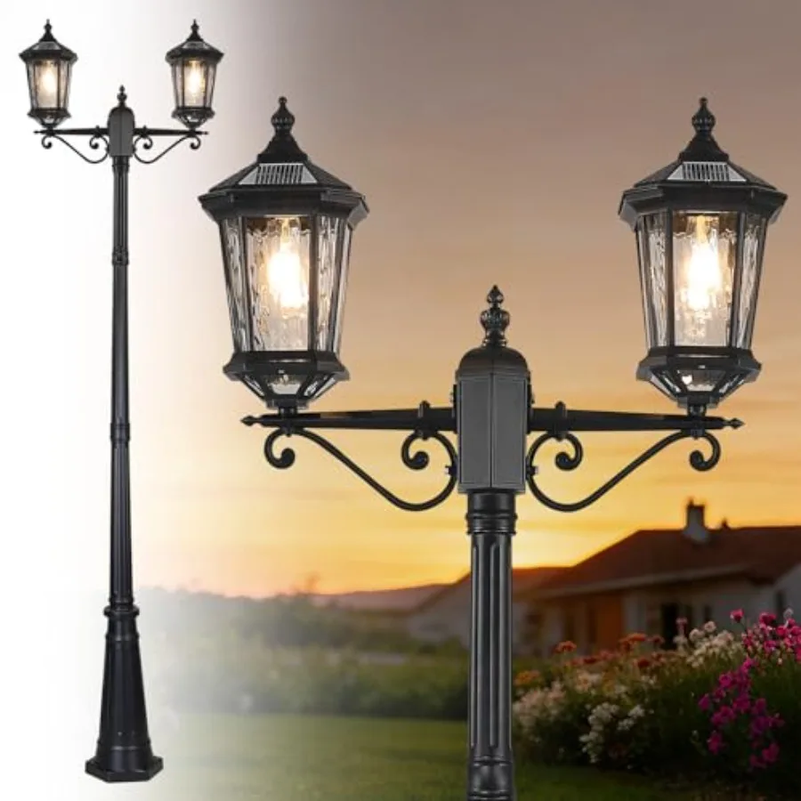 Solar Post Lights Two E26 Lamps Holder with Remote and Automatic ON/OffSolar Powered Outdoor Waterproof High Pole Standing Lamp
Solar Post Lights Two E26 Lamps Holder with Remote and Automatic ON/OffSolar Powered Outdoor Waterproof High Pole Standing Lamp