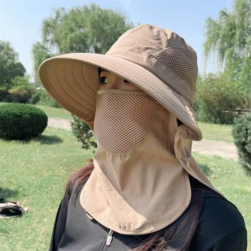 Women's Outdoor Fishing Wide Brim Sun Hat Comprehensive Neck Face Mask Protection UPF100+ Casual Style Spring Summer Hat
Women's Outdoor Fishing Wide Brim Sun Hat Comprehensive Neck Face Mask Protection UPF100+ Casual Style Spring Summer Hat