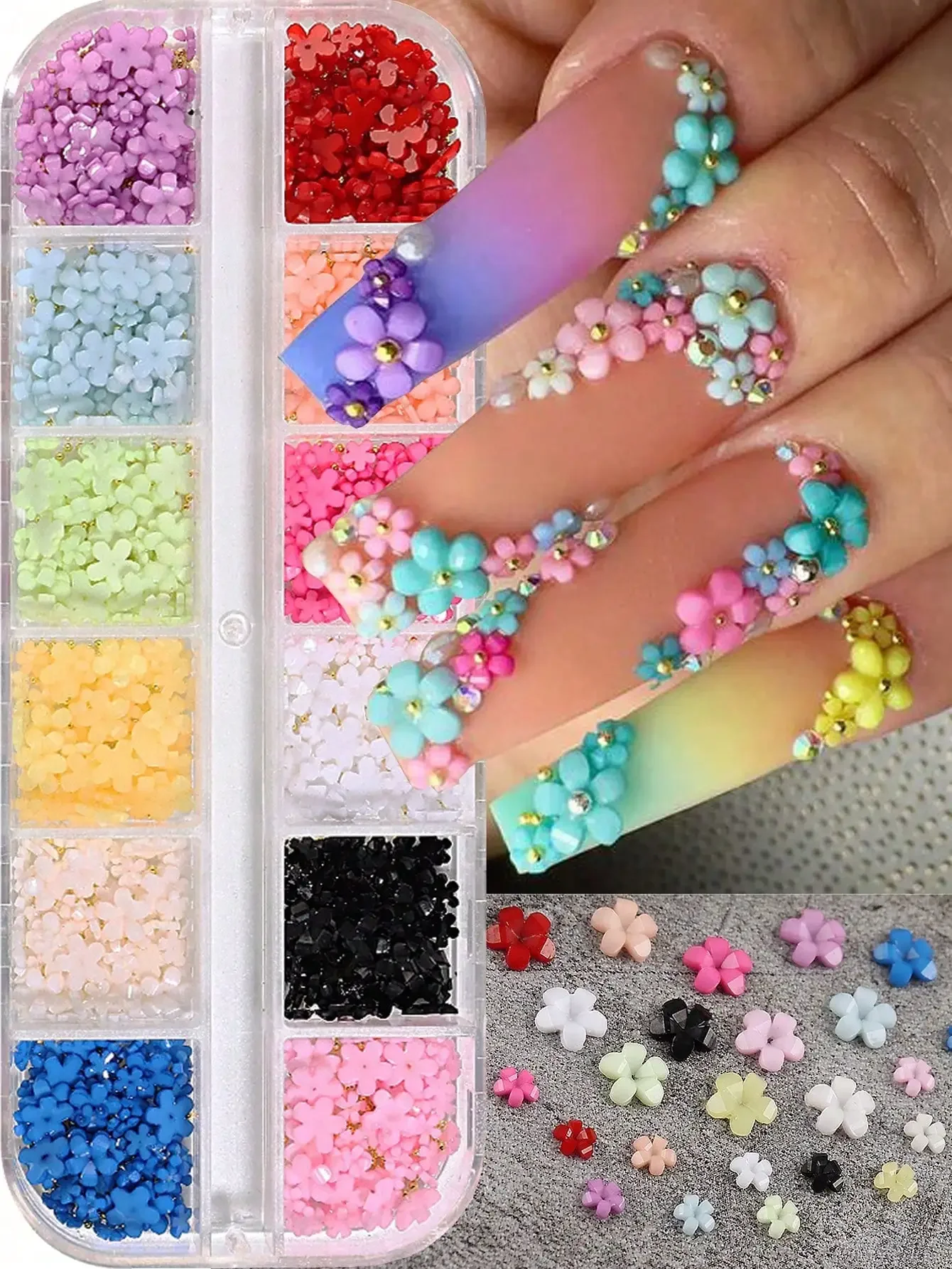 12 Compartments Multi-Size 3D Nail Rhinestones - Vibrant Acrylic Gems, Suitable For DIY Nail Art Decoration, Various Colors Available (Pink, Blue, Green, Red, Purple) - Perfect For Creating Stunning Nail Designs, Nail Jewelry, Nail Supplies Nails
12 Compartments Multi-Size 3D Nail Rhinestones - Vibrant Acrylic Gems, Suitable For DIY Nail Art Decoration, Various Colors Available (Pink, Blue, Green, Red, Purple) - Perfect For Creating Stunning Nail Designs, Nail Jewelry, Nail Supplies Nails