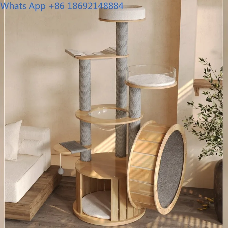 Cat Climbing Frame Solid Wood Treadmill Cat House Integrated Space Capsule Home Luxury Small Apartment Space-Saving Cat Tree
Cat Climbing Frame Solid Wood Treadmill Cat House Integrated Space Capsule Home Luxury Small Apartment Space-Saving Cat Tree