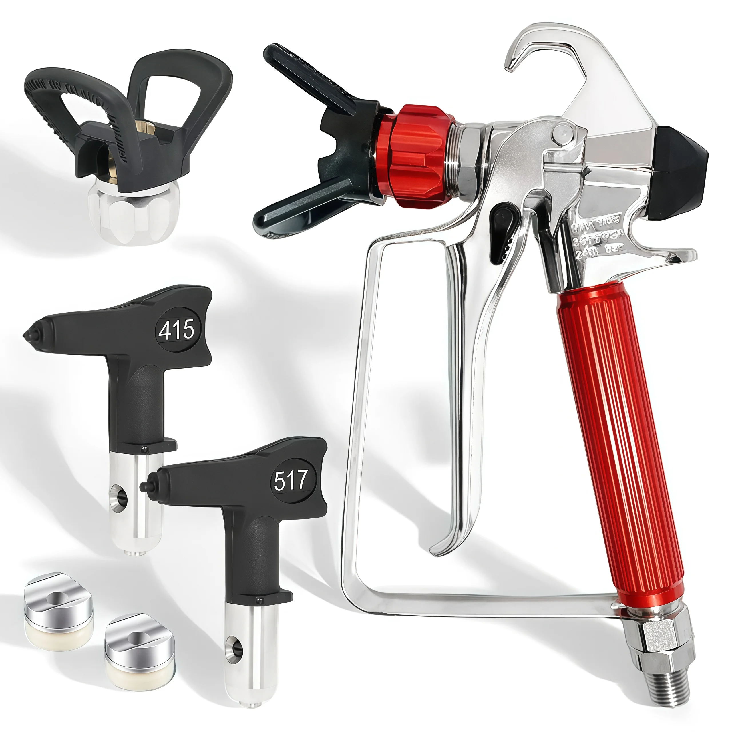 High Pressure Airless Paint Spray Gun 7Pcs Set 415 & 517 Nozzles Guards Home Construction Spraying Accessories
High Pressure Airless Paint Spray Gun 7Pcs Set 415 & 517 Nozzles Guards Home Construction Spraying Accessories