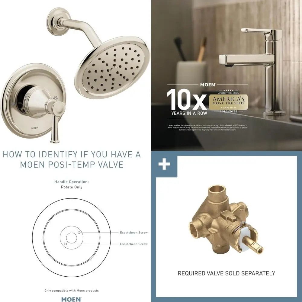 Posi-Temp Shower Trim Kit, Polished Nickel Finish, Essential for Installation
Posi-Temp Shower Trim Kit, Polished Nickel Finish, Essential for Installation