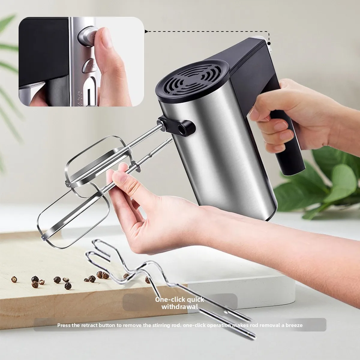 Stainless Steel Egg Beater Electric Handheld High-Power 5-Speed Baking Cake Cream Mixer Egg Whisk
Stainless Steel Egg Beater Electric Handheld High-Power 5-Speed Baking Cake Cream Mixer Egg Whisk