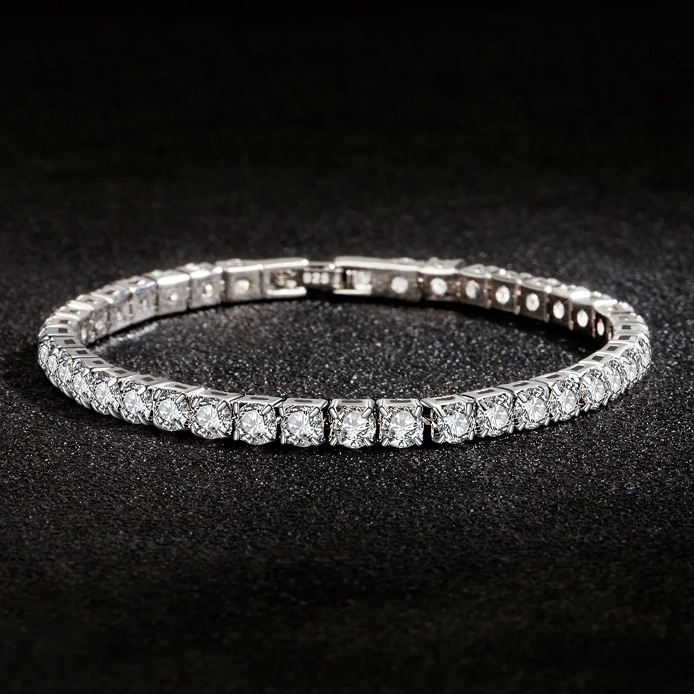S925 Sterling Silver 4mm Cubic Zirconia Tennis Bracelet for Women, Simple Sparkling Chain Bracelet, Engagement Wedding Charm Jewelry 16-20cm Adjustable
S925 Sterling Silver 4mm Cubic Zirconia Tennis Bracelet for Women, Simple Sparkling Chain Bracelet, Engagement Wedding Charm Jewelry 16-20cm Adjustable