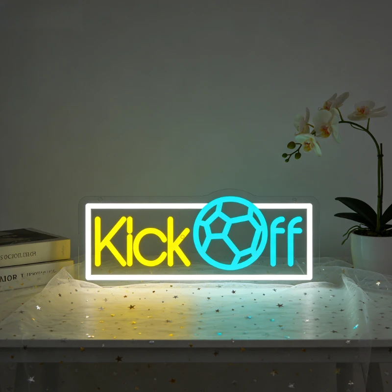 Kick Off Neon Sign LED Night Light USB Soccer Football Theme Wall Art Desk Lamp for Boys Bedroom Game Room Sports Bar Decor Gift
Kick Off Neon Sign LED Night Light USB Soccer Football Theme Wall Art Desk Lamp for Boys Bedroom Game Room Sports Bar Decor Gift