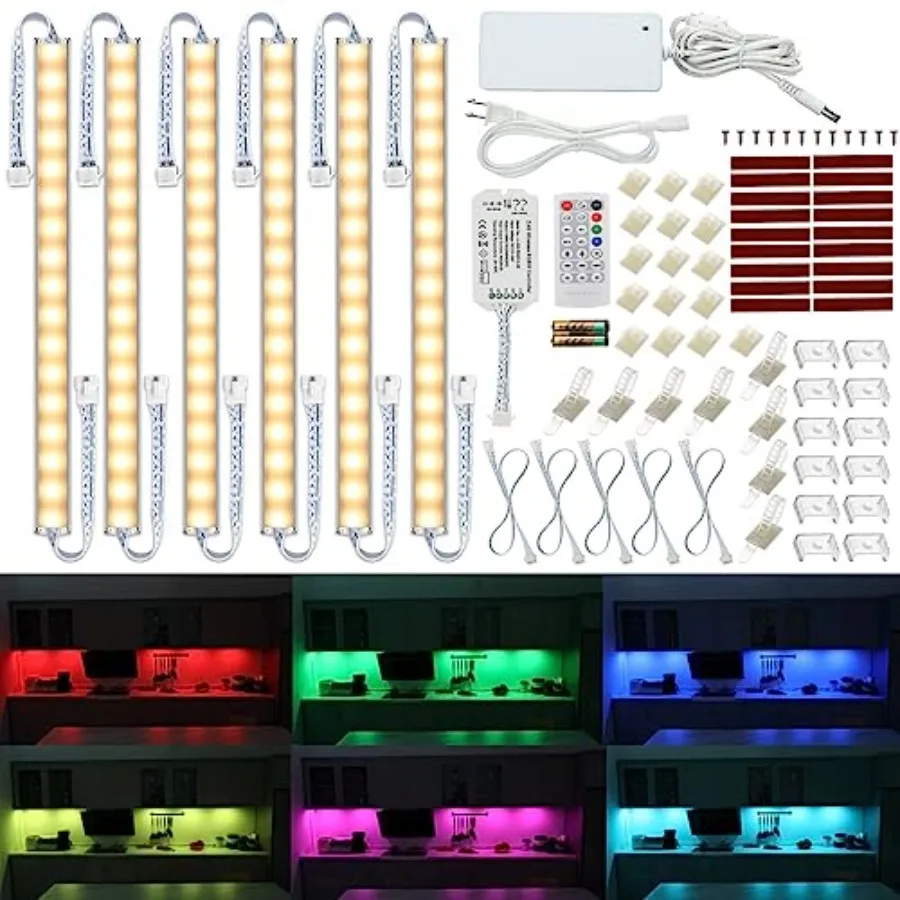 Under Cabinet LED Lighting Kit. RGB Color and Bright Warm White Light. Slim Linkable LED Light Bars with Power Adapter Controll
Under Cabinet LED Lighting Kit. RGB Color and Bright Warm White Light. Slim Linkable LED Light Bars with Power Adapter Controll