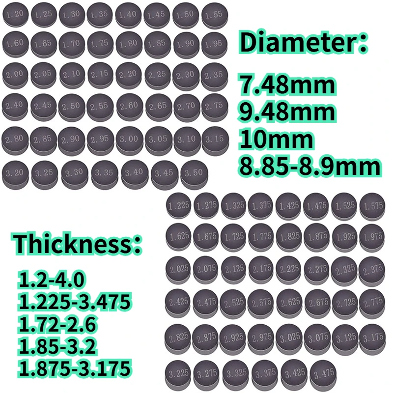 Moto Adjustable Valve Shim Gasket Pad 7.48mm 9.48mm 8.85-8.9 10mm 1.2-4.0 1.225-3.475 1.72-2.6 for Suzuki Honda Yamaha Kawasaki
Moto Adjustable Valve Shim Gasket Pad 7.48mm 9.48mm 8.85-8.9 10mm 1.2-4.0 1.225-3.475 1.72-2.6 for Suzuki Honda Yamaha Kawasaki