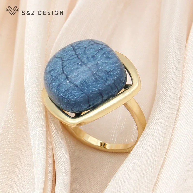 S&Z DESIGN New Fashion Champagne Gold Color Resizable Square Resin Rings For Women Girl Wedding Party Simple Jewelry Gift
S&Z DESIGN New Fashion Champagne Gold Color Resizable Square Resin Rings For Women Girl Wedding Party Simple Jewelry Gift