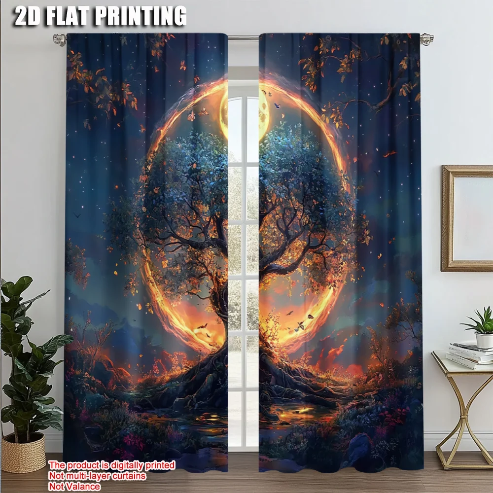 2pcs, Curtains 2D print Large Tree and Moon Versatile Fabric (without rod) Thermal Insulation, and Room Darkening Functions Use
2pcs, Curtains 2D print Large Tree and Moon Versatile Fabric (without rod) Thermal Insulation, and Room Darkening Functions Use