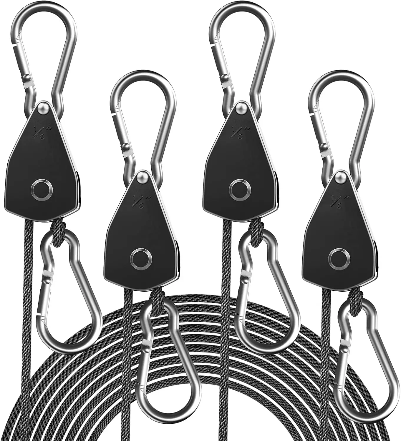 4-Pack 1/8" Adjustable Rope Hanger, Heavy Duty Ratchet Tie Down Strap with Reinforced Metal Gear for Hanging Plants and Grow
4-Pack 1/8" Adjustable Rope Hanger, Heavy Duty Ratchet Tie Down Strap with Reinforced Metal Gear for Hanging Plants and Grow