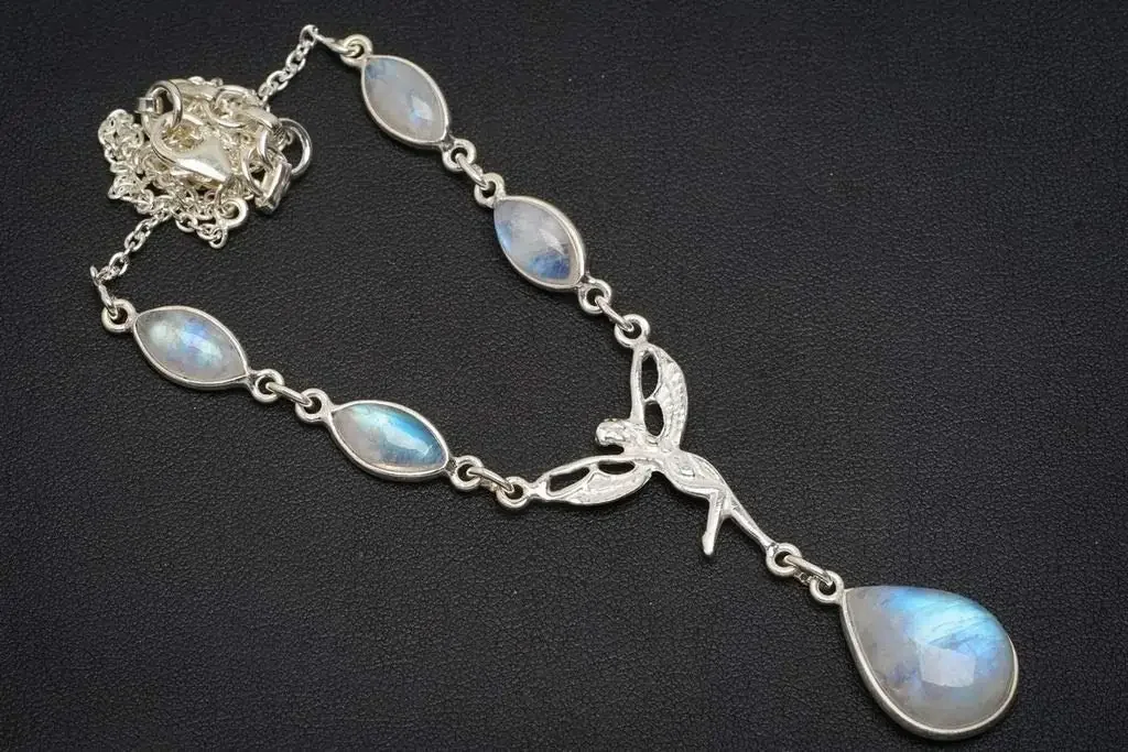 Hesy® Natural Rainbow Moonstone Handmade Unique 925 Sterling Silver Necklace 16.5+1.25" A3182
Hesy® Natural Rainbow Moonstone Handmade Unique 925 Sterling Silver Necklace 16.5+1.25" A3182