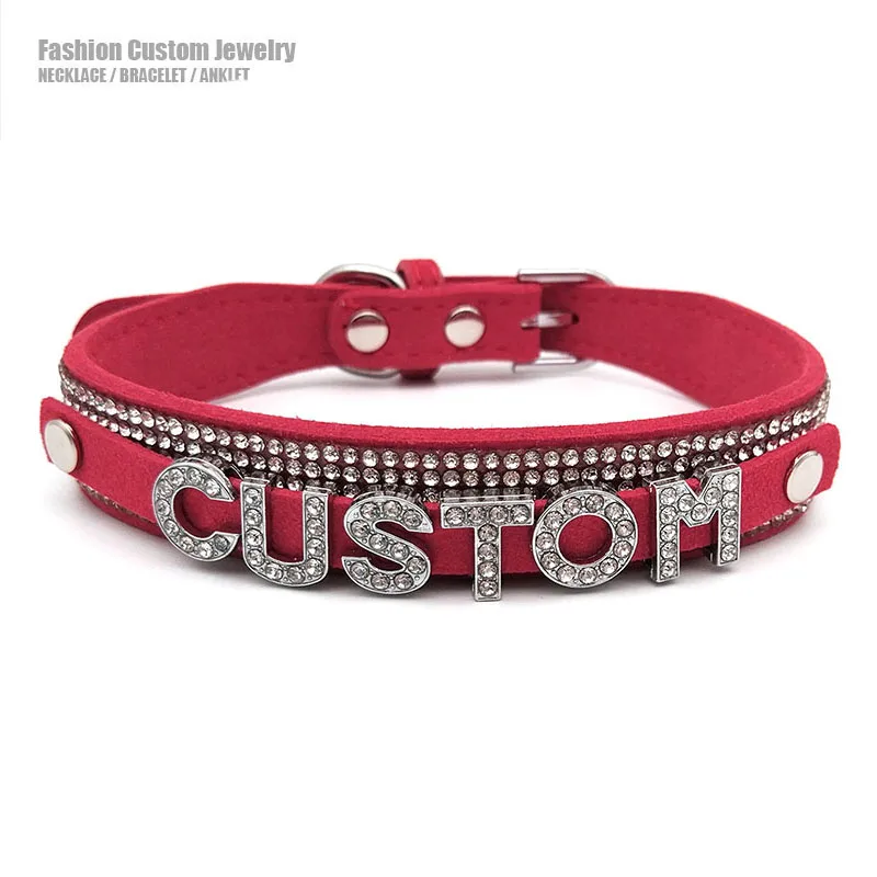 Luxury Rhinestone Letters Custom Choker Collar Necklace Men Women Red Soft Leather Customized Name Cosplay Sexy Party Jewelry
Luxury Rhinestone Letters Custom Choker Collar Necklace Men Women Red Soft Leather Customized Name Cosplay Sexy Party Jewelry