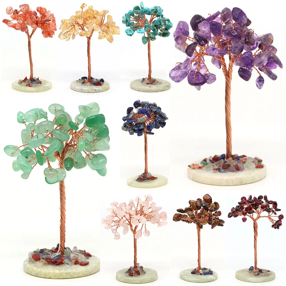 Crystal Copper Wire Wrapped Money Tree Reiki Chakra Stones Crafts Xiuyan Jade Base Potted Plants Feng Shui Trees Home Decor Gift
Crystal Copper Wire Wrapped Money Tree Reiki Chakra Stones Crafts Xiuyan Jade Base Potted Plants Feng Shui Trees Home Decor Gift