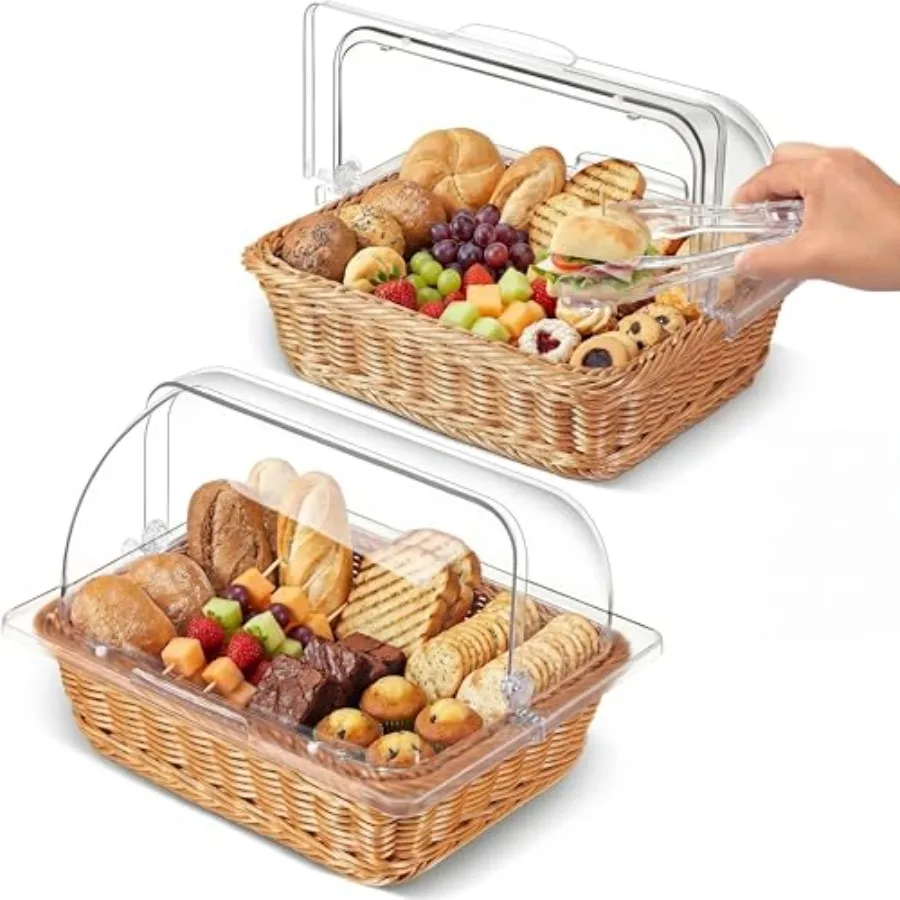 2 Set Wicker Bread Baskets for Serving with Clear Acrylic Roll Top Lid Woven Rattan Bread Basket Large for Fruit Food Picnic Su
2 Set Wicker Bread Baskets for Serving with Clear Acrylic Roll Top Lid Woven Rattan Bread Basket Large for Fruit Food Picnic Su