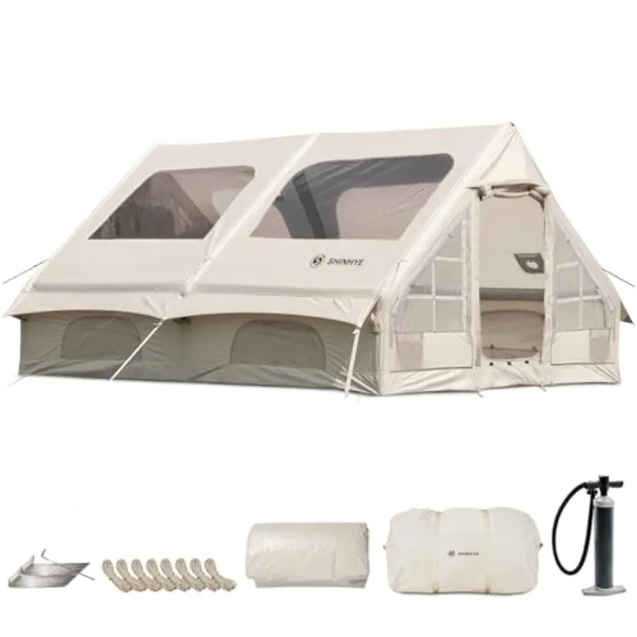 Camping inflatable tent for 4-8 persons, Oxford fabric, gray-green, waterproof and 4-season ready with built-in pump
Camping inflatable tent for 4-8 persons, Oxford fabric, gray-green, waterproof and 4-season ready with built-in pump