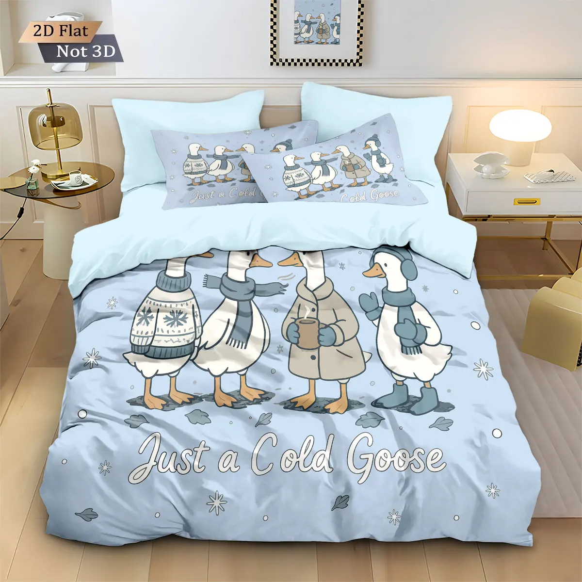 3pcs cute cartoon goose print coreless down duvet cover set, multi size bedroom bedding, holiday decoration, machine washable
3pcs cute cartoon goose print coreless down duvet cover set, multi size bedroom bedding, holiday decoration, machine washable