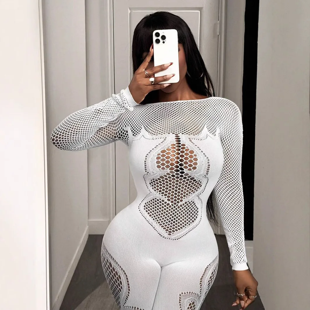 Women's Sheer Mesh Hollow out Bodycon Jumpsuit High Waist Long Pants Cotton Blend Fabric for Club Party Spring Season
Women's Sheer Mesh Hollow out Bodycon Jumpsuit High Waist Long Pants Cotton Blend Fabric for Club Party Spring Season