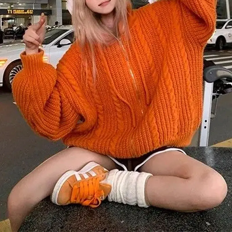 Стильный американский вязаный кардиган с капюшоном, женский базовый свободный повседневный осенне-зимний однотонный винтажный свитер на молнии с завязками
Стильный американский вязаный кардиган с капюшоном, женский базовый свободный повседневный осенне-зимний однотонный винтажный свитер на молнии с завязками