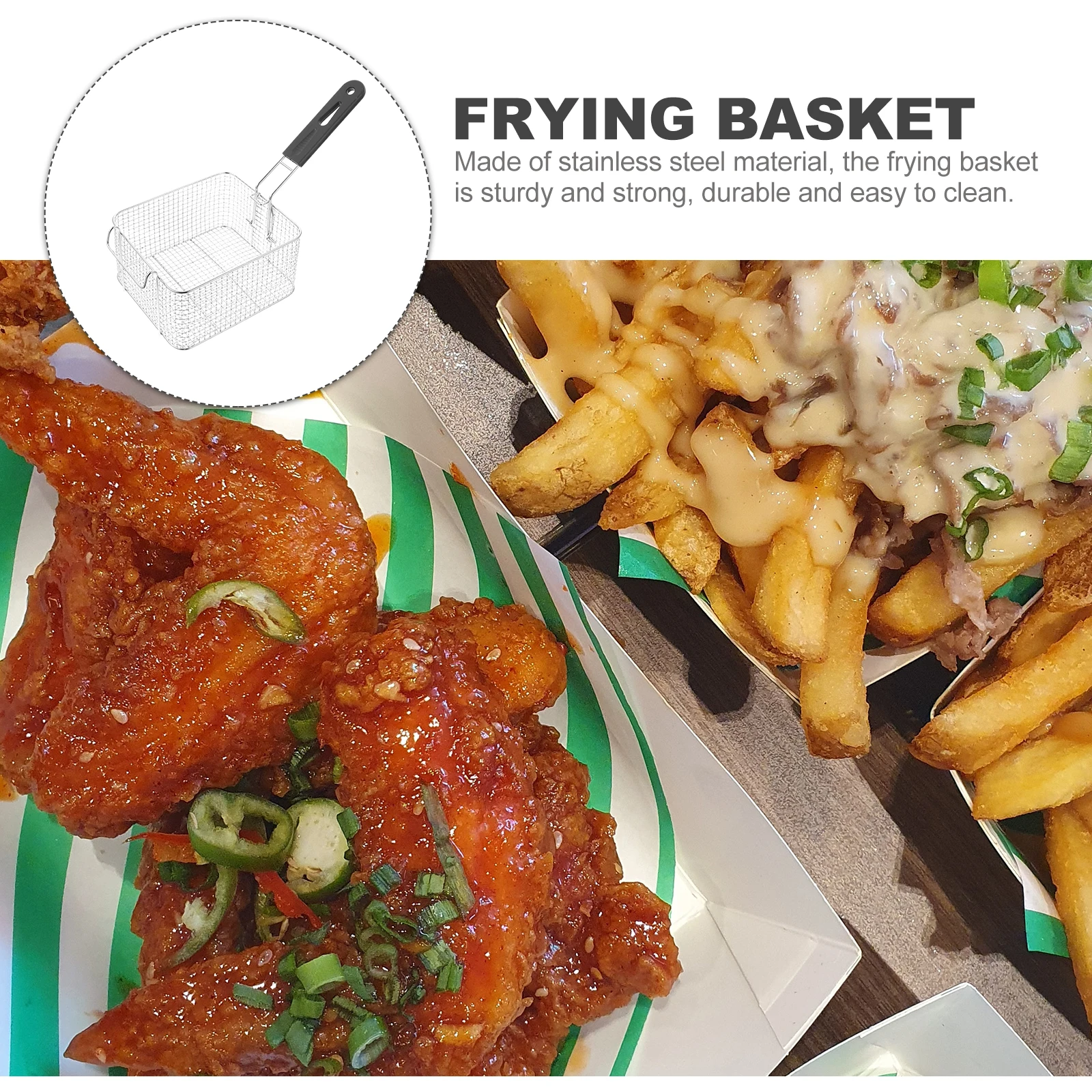 1pc Stainless Steel Frying Basket Screen Handle Large Capacity Square Chip Strainer Fryer Net Baking Pan Metal Tool
1pc Stainless Steel Frying Basket Screen Handle Large Capacity Square Chip Strainer Fryer Net Baking Pan Metal Tool