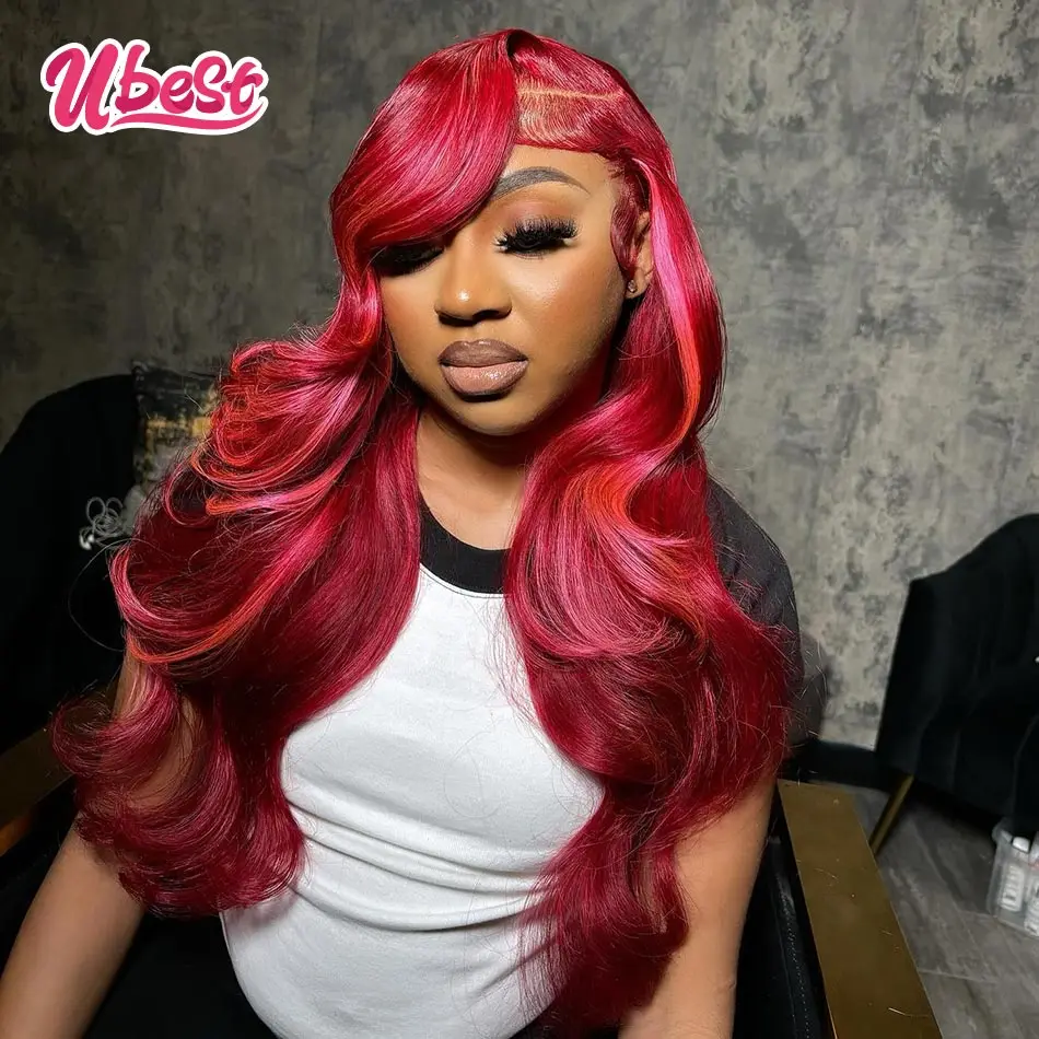 13X6 Transparent Lace Front Wigs Body Wave 100 Human Hair Highlights Pink Red Colored 5X5 Lace Closure Wig Pre Plucked For Women 
13X6 Transparent Lace Front Wigs Body Wave 100 Human Hair Highlights Pink Red Colored 5X5 Lace Closure Wig Pre Plucked For Women