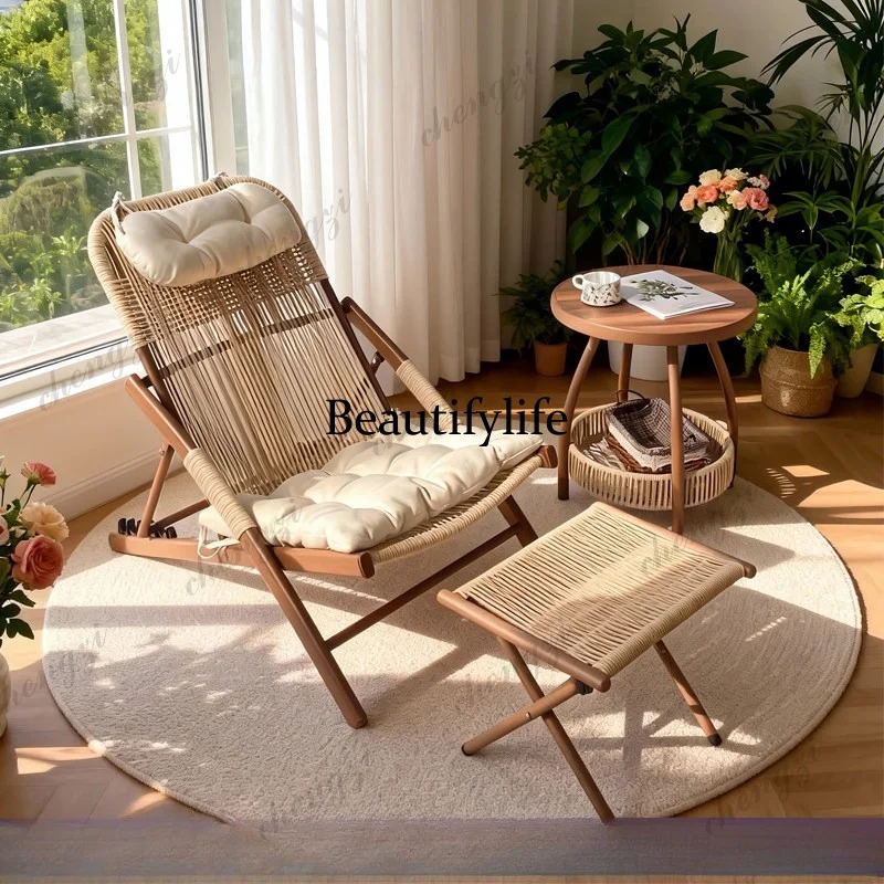 Folding recliner balcony casual lunch break rattan chair garden outdoor table open-air back chair
Folding recliner balcony casual lunch break rattan chair garden outdoor table open-air back chair