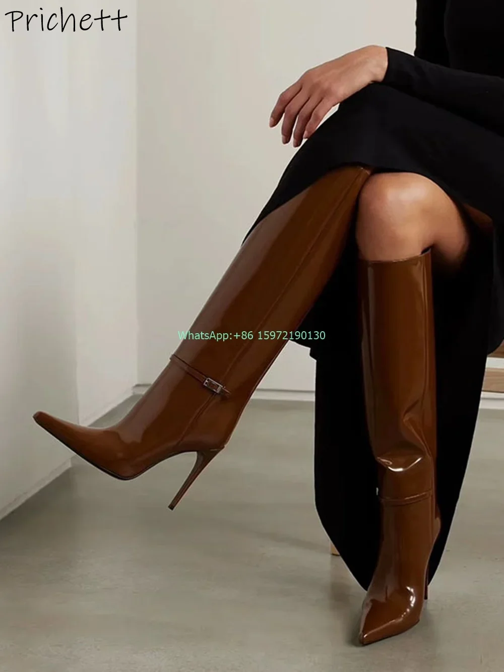 Patent Leather Knee High Boots Buckle Belt Pointy Toe Thin Heels Slip On All Match Modern Boots Women's Sexy Fashion Long Shoes
Patent Leather Knee High Boots Buckle Belt Pointy Toe Thin Heels Slip On All Match Modern Boots Women's Sexy Fashion Long Shoes