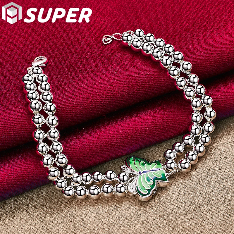 925 Sterling Silver Green Butterfly Bracelet 6mm Smooth Bead Ball Chain For Woman Wedding Engagement Fashion Jewelry
925 Sterling Silver Green Butterfly Bracelet 6mm Smooth Bead Ball Chain For Woman Wedding Engagement Fashion Jewelry