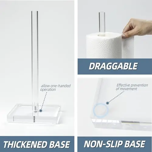 Acrylic Freestanding Paper Towel Dispenser With Thickened Non-Slip Base For Kitchen Bathroom Countertop Tabletop Use 2 Pack
Acrylic Freestanding Paper Towel Dispenser With Thickened Non-Slip Base For Kitchen Bathroom Countertop Tabletop Use 2 Pack