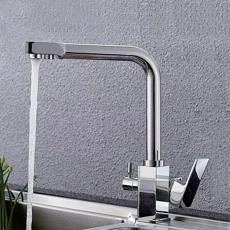 Modern Square Brass Chrome Kitchen Faucet with Filter for Sink 360 Swivel Single Handle Hot Cold Mixer
Modern Square Brass Chrome Kitchen Faucet with Filter for Sink 360 Swivel Single Handle Hot Cold Mixer