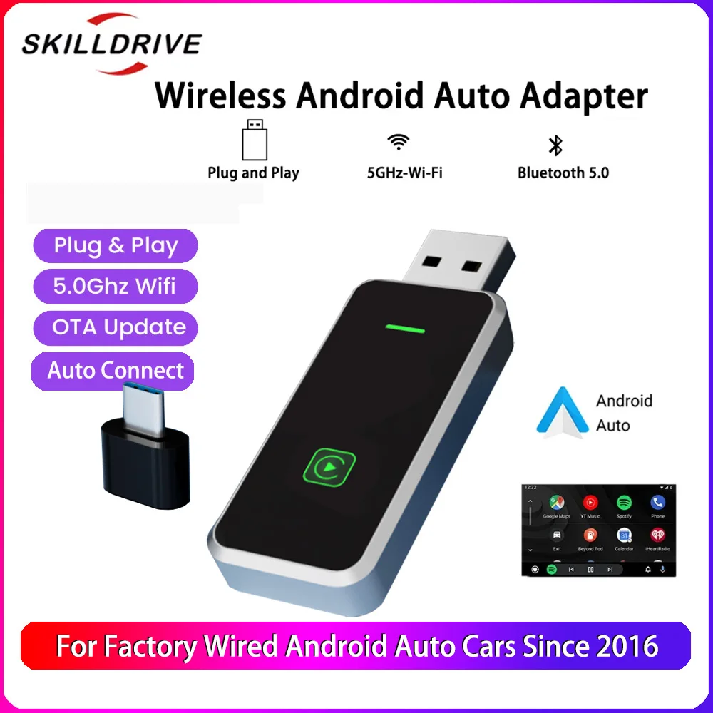 SKILLDRIVE Wireless Android Auto Adapter Auto Ai Box for Volkswagen Audi Ford Mazda Toyota WiFi 5G Auto-Connect
SKILLDRIVE Wireless Android Auto Adapter Auto Ai Box for Volkswagen Audi Ford Mazda Toyota WiFi 5G Auto-Connect