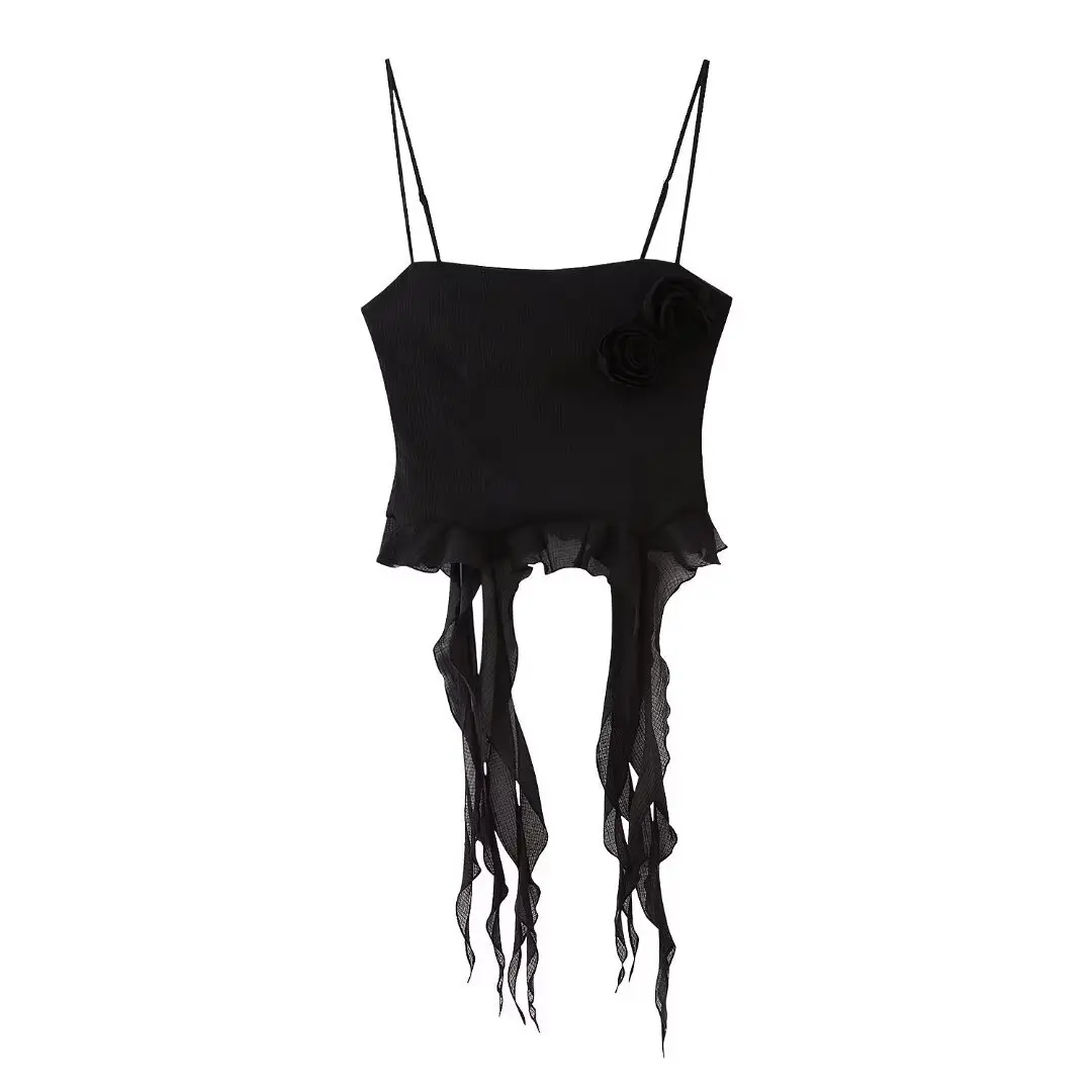 Women's sleeveless tops 3D floral decoration tulle cotton suspenders casual short tops 2024 summer tops evening short
Women's sleeveless tops 3D floral decoration tulle cotton suspenders casual short tops 2024 summer tops evening short