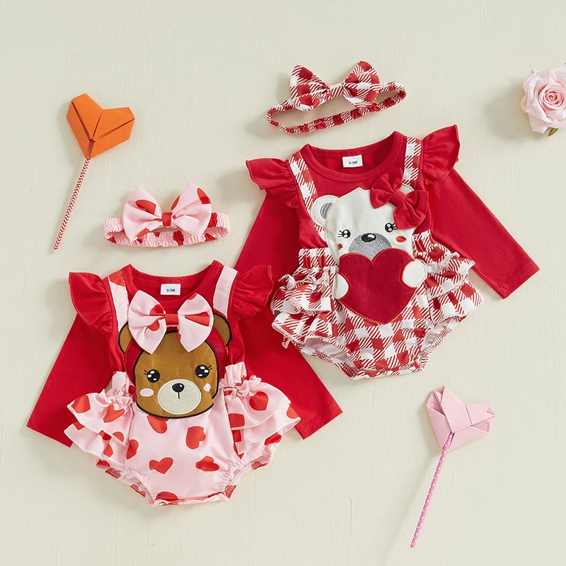 0-18 Months Baby Girls Valentine's Day Romper Long Sleeve O Neck Heart/Plaid Print Romper with Headband Outfits
0-18 Months Baby Girls Valentine's Day Romper Long Sleeve O Neck Heart/Plaid Print Romper with Headband Outfits