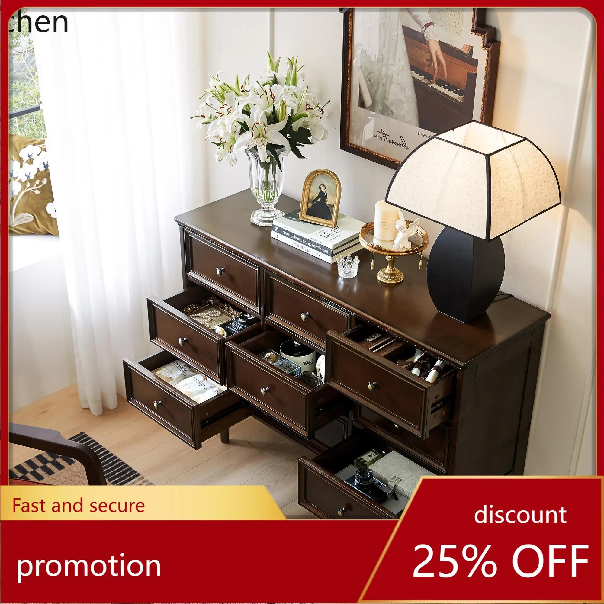 HT American nine-chest cabinet solid wood home living room simple door cabinet
HT American nine-chest cabinet solid wood home living room simple door cabinet