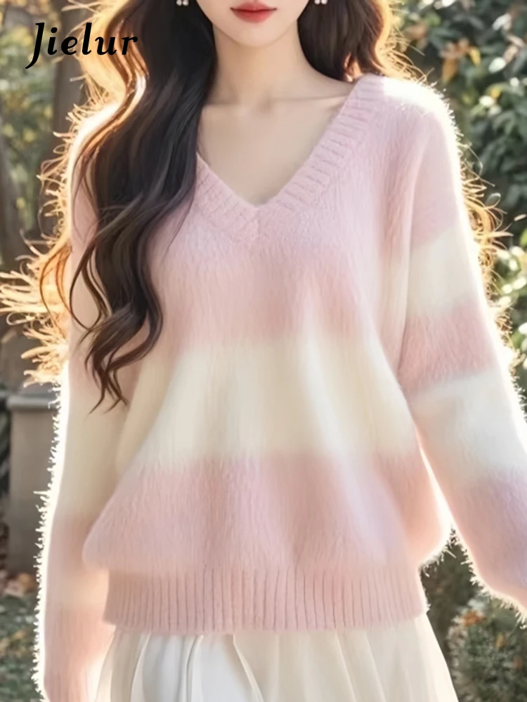 Autumn Classic Striped Simple Long Sleeves Vintage Women Pullovers New Sweet V-Neck Fashion Knit Loose Casual Female Pullovers
Autumn Classic Striped Simple Long Sleeves Vintage Women Pullovers New Sweet V-Neck Fashion Knit Loose Casual Female Pullovers
