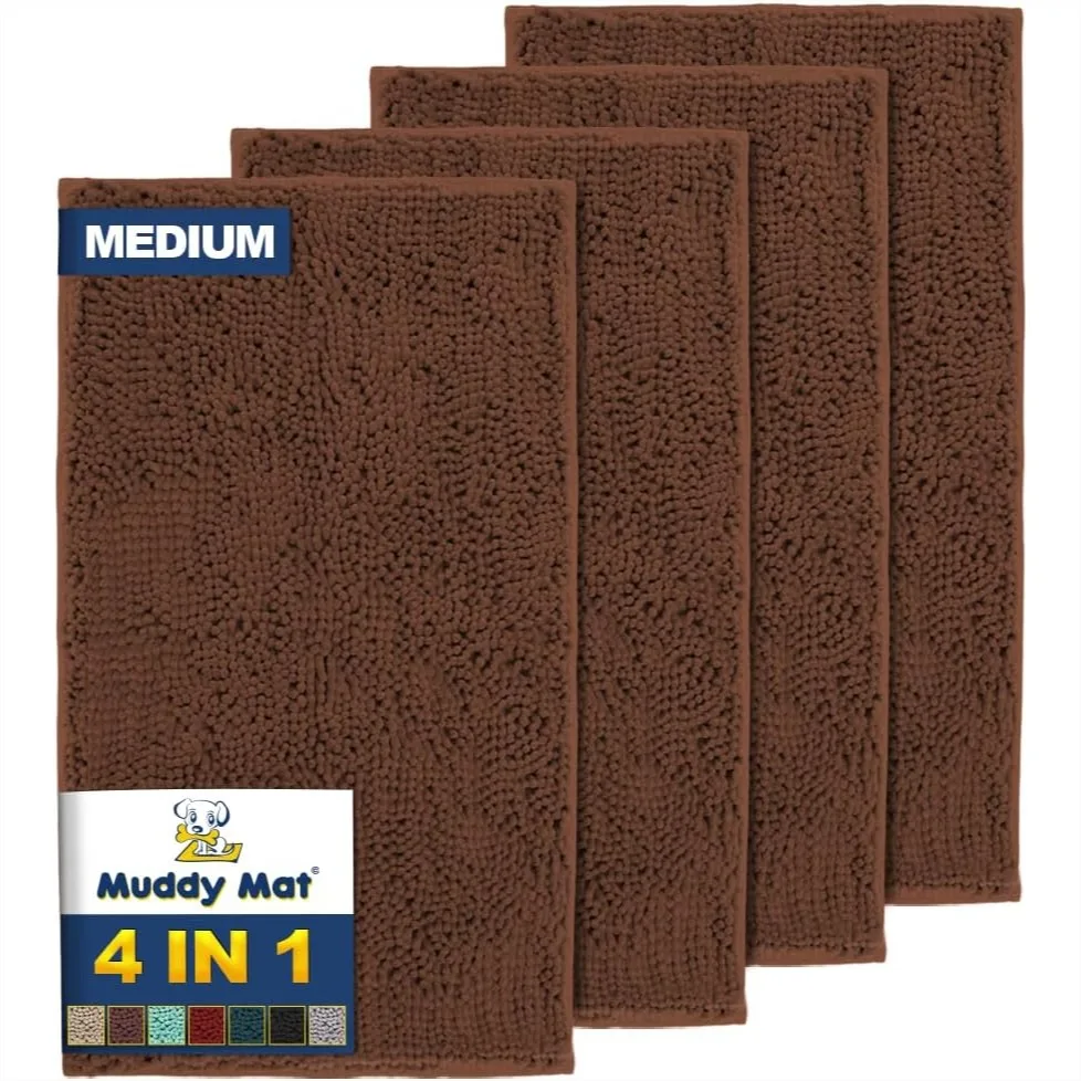 Muddy Mat 4-Piece Brown Medium 30x19 Highly Absorbent Microfiber Door Mat, Non Slip Thick Washable Chenille for Indoor Outdoor
Muddy Mat 4-Piece Brown Medium 30x19 Highly Absorbent Microfiber Door Mat, Non Slip Thick Washable Chenille for Indoor Outdoor