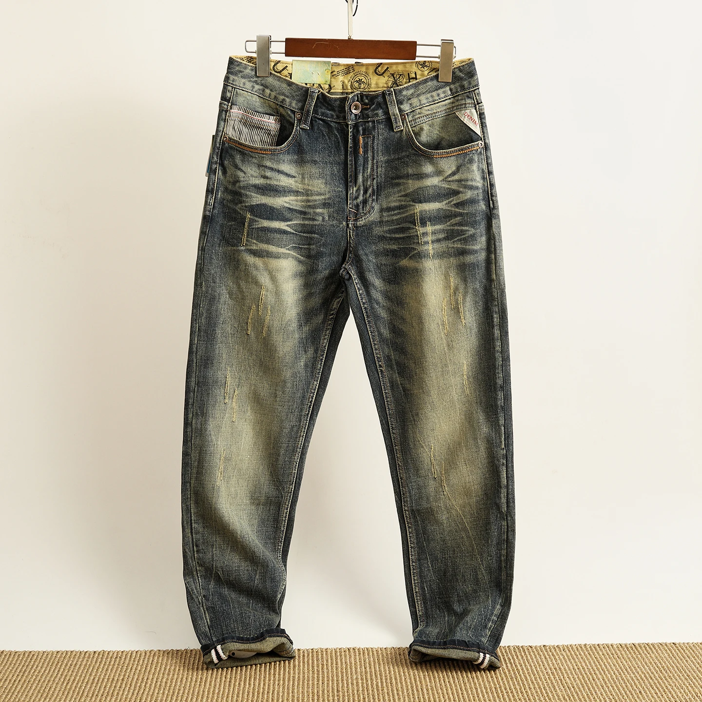 Retro Washed Slim Fit Men's Jeans Straight Leg Trendy High Street mid Waist Long Pants Cotton Stretch Denim Summer
Retro Washed Slim Fit Men's Jeans Straight Leg Trendy High Street mid Waist Long Pants Cotton Stretch Denim Summer