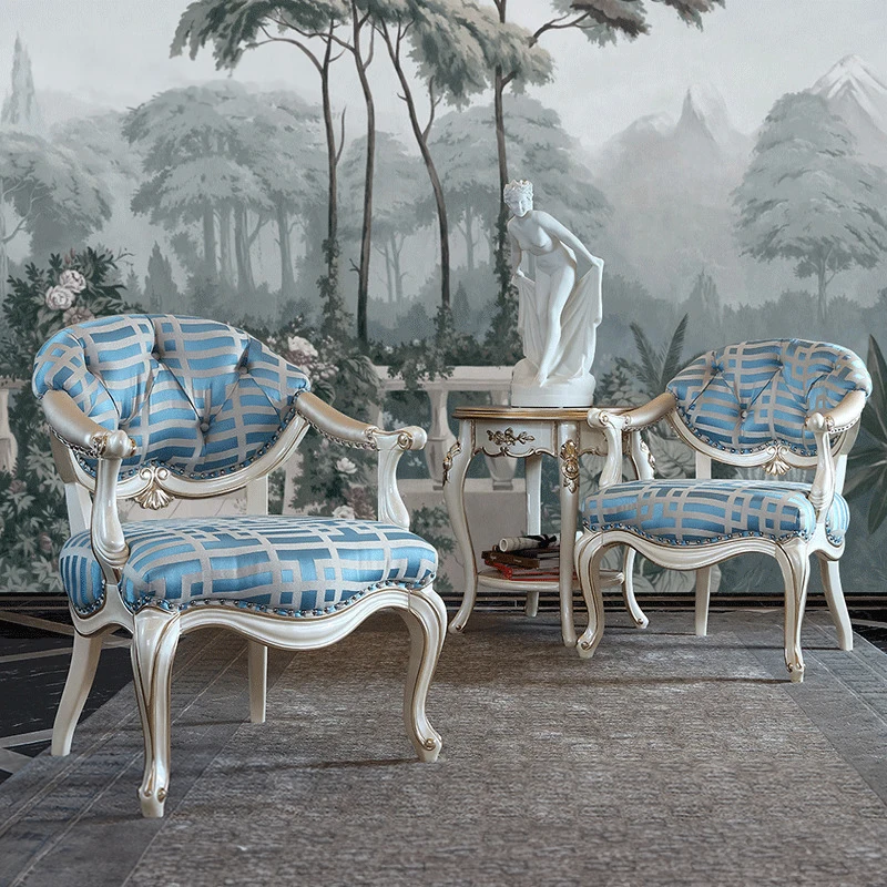 !@New Aristocratic French Furniture European High-end Solid Wood Leisure Chair Living Room Fabric Single Sofa Chair
!@New Aristocratic French Furniture European High-end Solid Wood Leisure Chair Living Room Fabric Single Sofa Chair