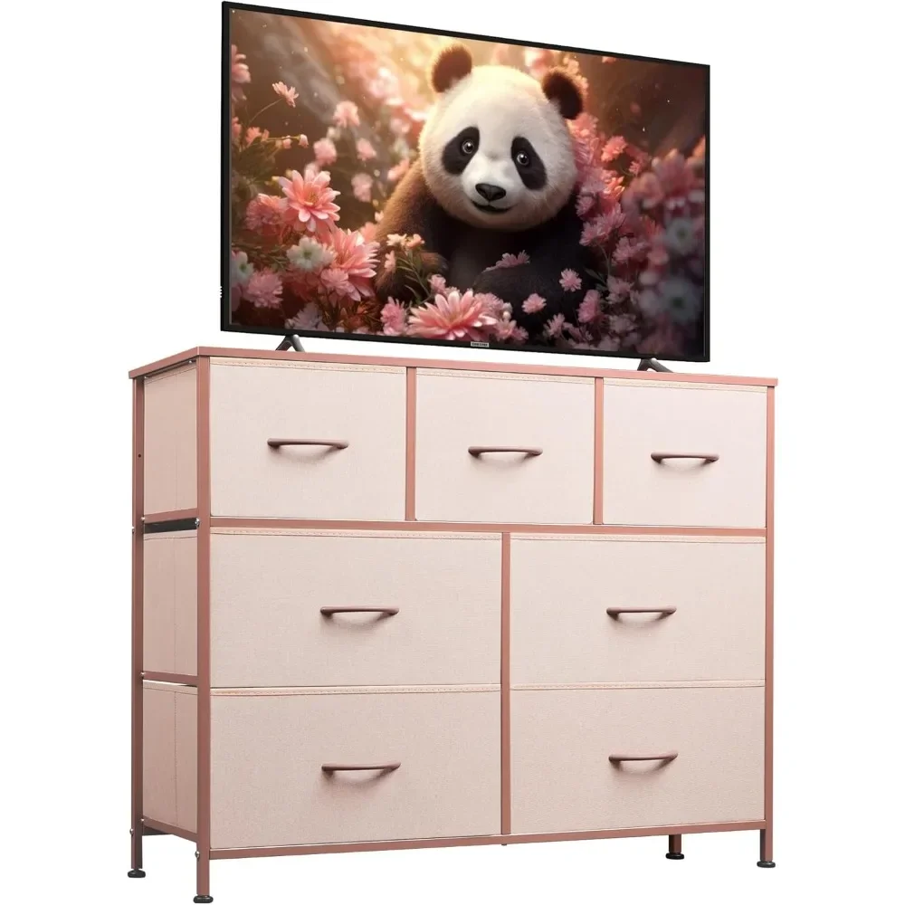 7 Drawer Dresser TV Stand, Entertainment Center, Media Console Table with Metal Frame and Wood Top for TV up to 45 inch
7 Drawer Dresser TV Stand, Entertainment Center, Media Console Table with Metal Frame and Wood Top for TV up to 45 inch