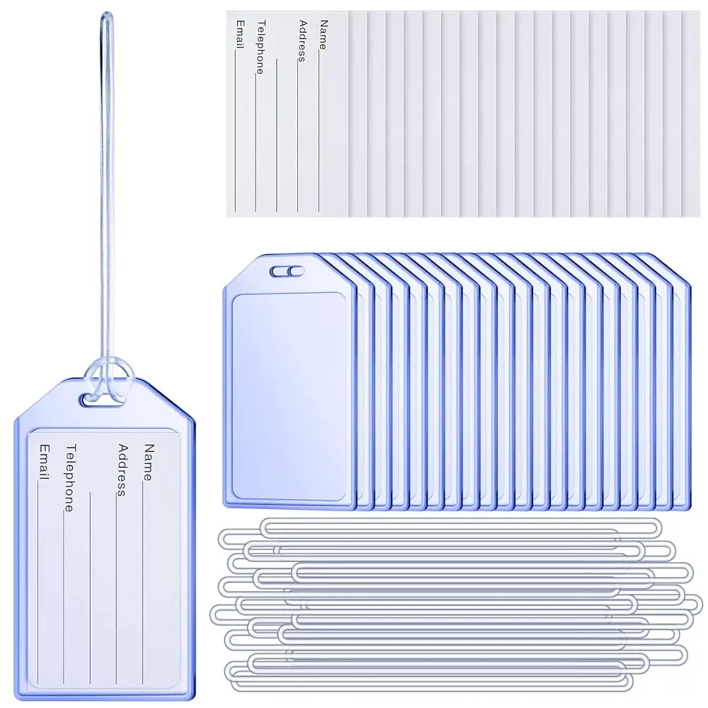 20 Pack Clear Plastic Luggage Tags with Loops Heavy Duty PVC Tag Suitcases Identification ID Card with Business Card Insert
20 Pack Clear Plastic Luggage Tags with Loops Heavy Duty PVC Tag Suitcases Identification ID Card with Business Card Insert