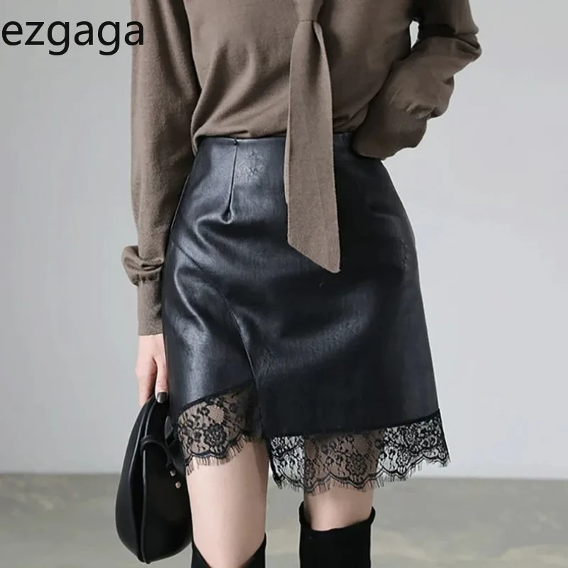 Ezgaga Mini Skirts Women PU Leather Lace Patchwork 2025 Autumn High Waist Sexy Party Skirt Ladies Clubwear Fashion Chic
Ezgaga Mini Skirts Women PU Leather Lace Patchwork 2025 Autumn High Waist Sexy Party Skirt Ladies Clubwear Fashion Chic