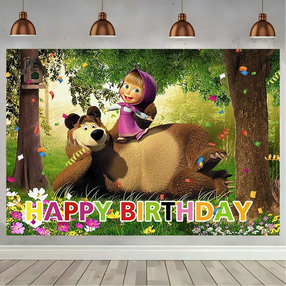 Happy Mashas and Bear Theme Background for Children Birthday Party Baby Shower First Birthday Backdrop Party Decor Supplies
Happy Mashas and Bear Theme Background for Children Birthday Party Baby Shower First Birthday Backdrop Party Decor Supplies