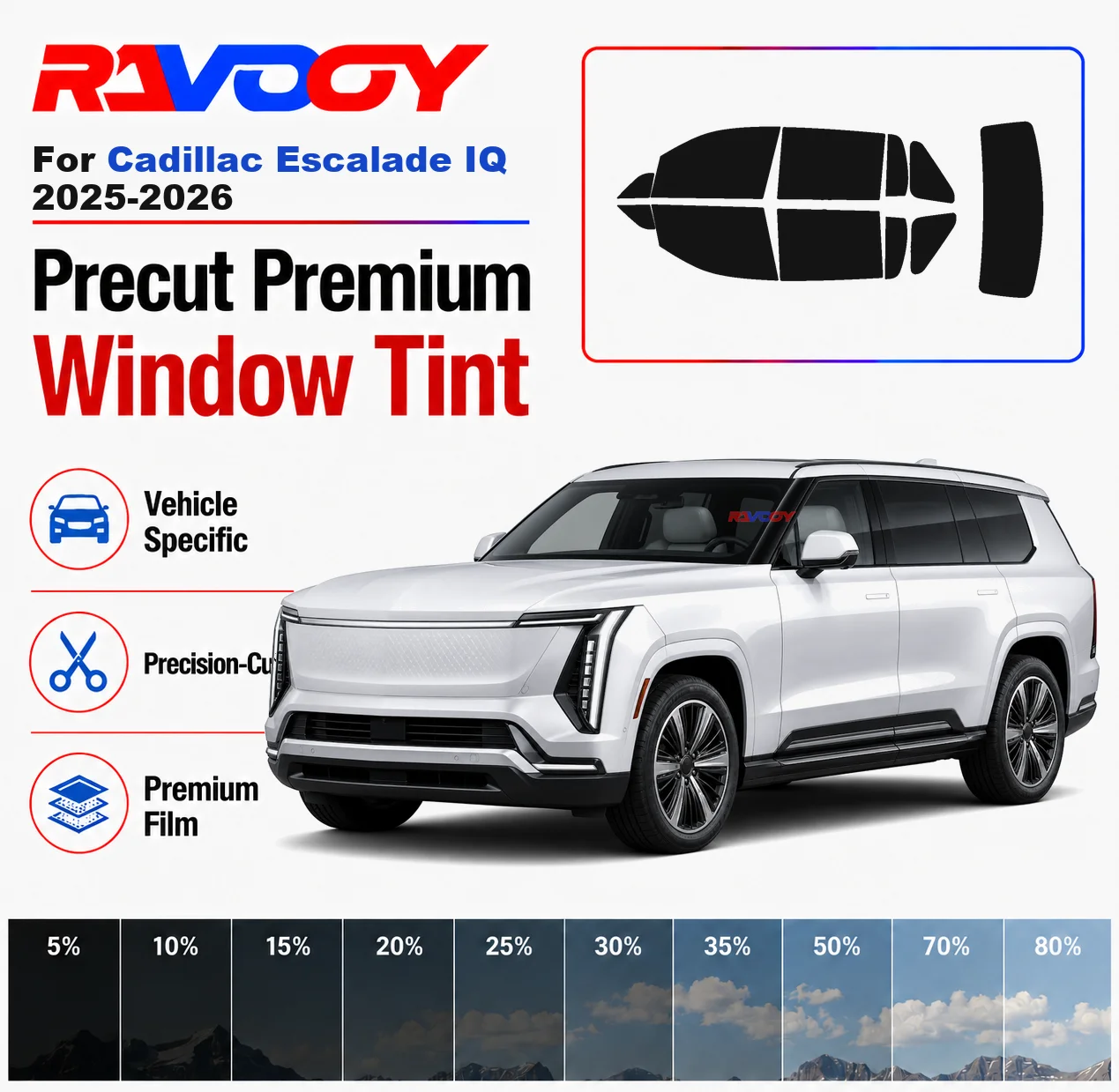 Premium Precut Window Tint Kit Front Rear Windows Rear Windshield For Cadillac Escalade IQ 2025-2026 Car Solar Nano Ceramic Film
Premium Precut Window Tint Kit Front Rear Windows Rear Windshield For Cadillac Escalade IQ 2025-2026 Car Solar Nano Ceramic Film