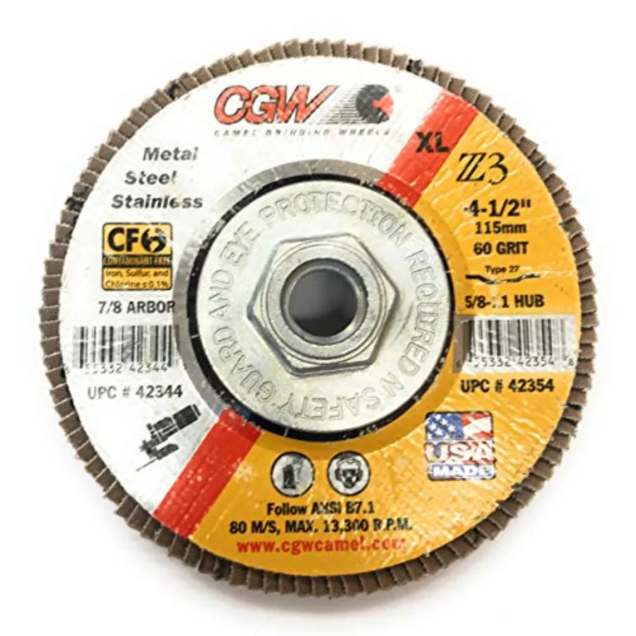 42354 Abrasive Flap Disc 4-1/2 x 5/8-11 60 Grit Zirconia for Metal Grinding Dark Gray Durable with High Material Removal Rate
42354 Abrasive Flap Disc 4-1/2 x 5/8-11 60 Grit Zirconia for Metal Grinding Dark Gray Durable with High Material Removal Rate