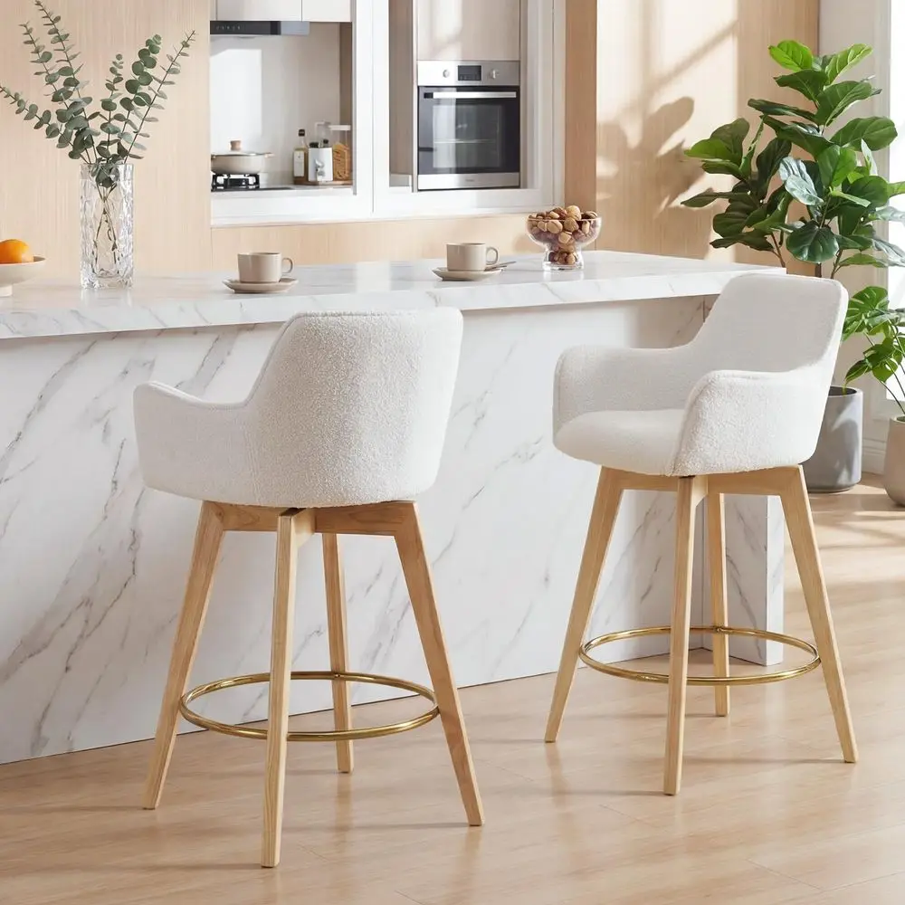 26 Inch Boucle Counter Stools Set of 2, Modern Counter Height Swivel Bar Stools with Backs and Arms, Sherpa Fabric holstered
26 Inch Boucle Counter Stools Set of 2, Modern Counter Height Swivel Bar Stools with Backs and Arms, Sherpa Fabric holstered