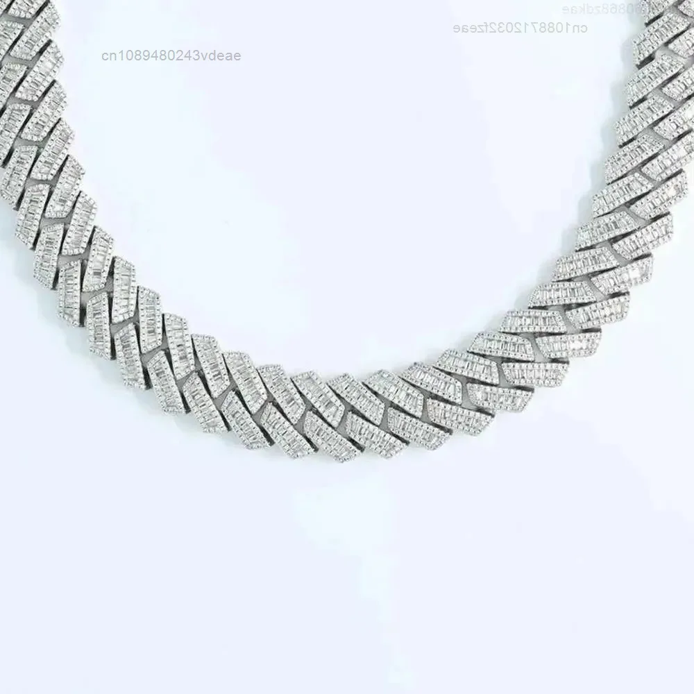 19mm Ice Out Vvs Diamond Baguette Prong Cuban Link Chain in 925 Silver Hip Hop Necklace for Men
19mm Ice Out Vvs Diamond Baguette Prong Cuban Link Chain in 925 Silver Hip Hop Necklace for Men