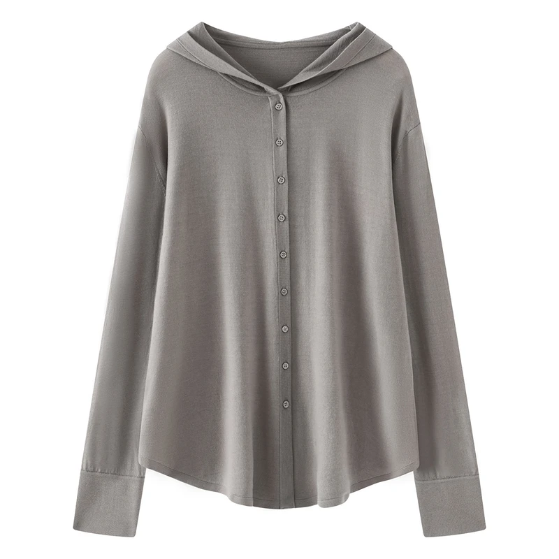 Spring/Autumn 100% worsted Yangtze yarn wool cardigan knit women's sweater loose hooded collar Tops luxury trend button Jumper
Spring/Autumn 100% worsted Yangtze yarn wool cardigan knit women's sweater loose hooded collar Tops luxury trend button Jumper