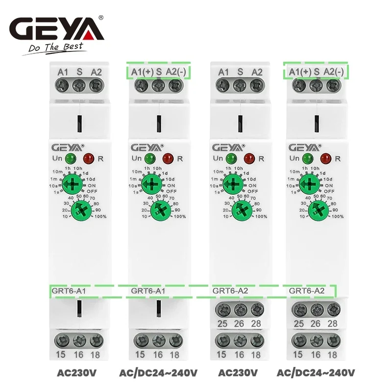 GEYA GRT6-AB On/Off Delay Timer Relay, Electronic Type, 10A, AC230V or AC/DC24V-240V
GEYA GRT6-AB On/Off Delay Timer Relay, Electronic Type, 10A, AC230V or AC/DC24V-240V