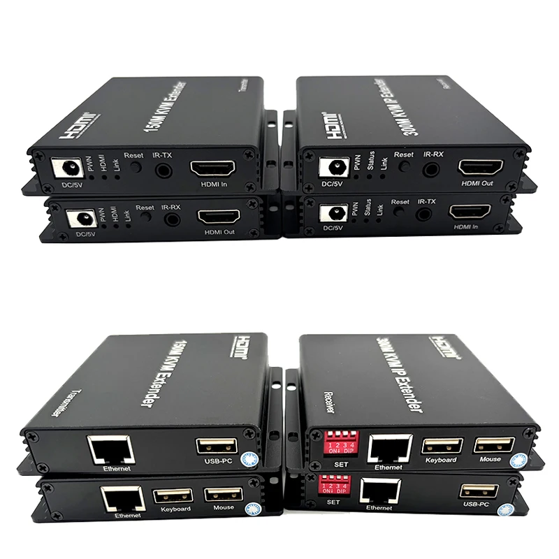 300M HDMI KVM IP Extender Over Cat6 Ethernet Cable 150m USB KVM Extender Video Transmitter and Receiver Support Mouse Keyboard