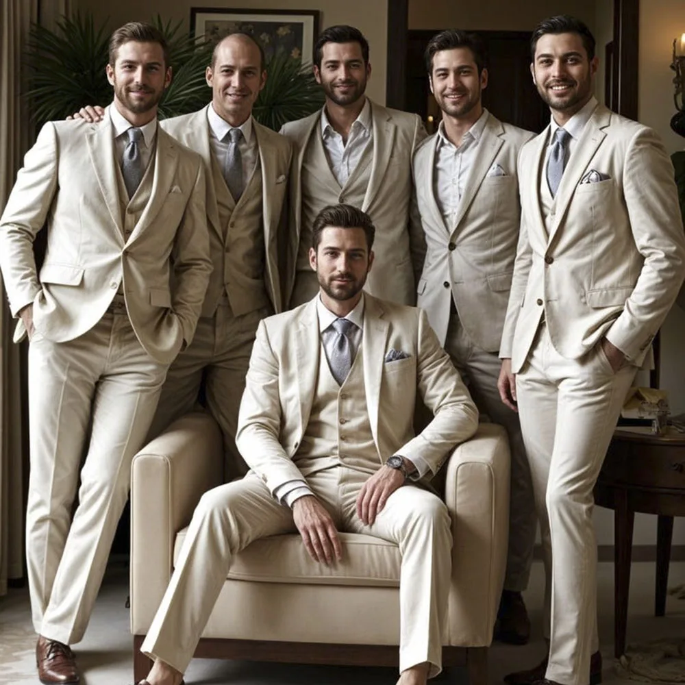 Wedding Groomsmen Men Suits 3 Piece Jacket Pants Vest Sets Fashion Single Breasted Notch Lapel Slim Fit Male Clothing 2025
Wedding Groomsmen Men Suits 3 Piece Jacket Pants Vest Sets Fashion Single Breasted Notch Lapel Slim Fit Male Clothing 2025